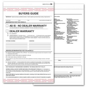 A buyers guide and dealer warranty form