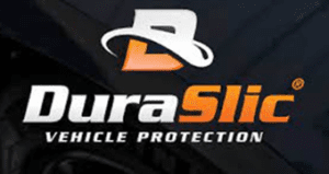 A black and white logo for durashield vehicle protection.
