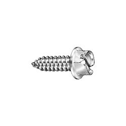 A close up of a screw with a white background