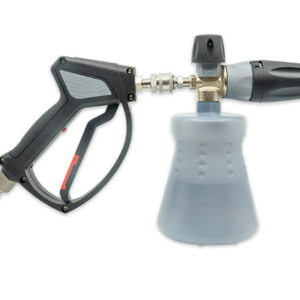A spray gun with a hose attached to it.