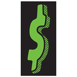 A green dollar sign on top of a black background.