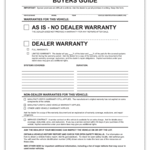 A buyers guide for a car is in the form of an application.
